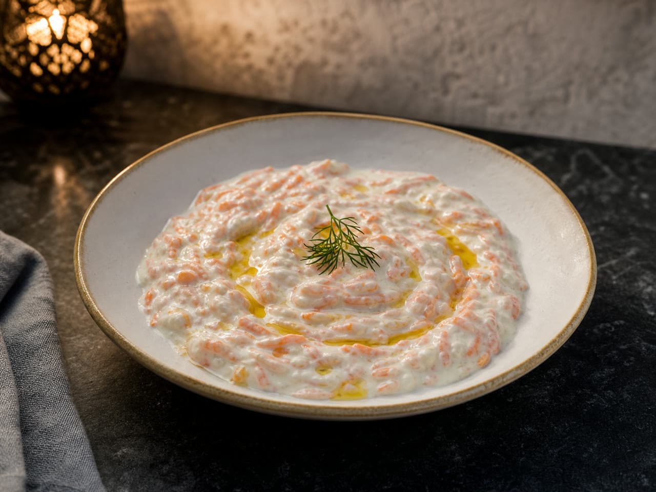 Havuç tarator — Menu images are AI-generated visual representations. Presentation may vary.